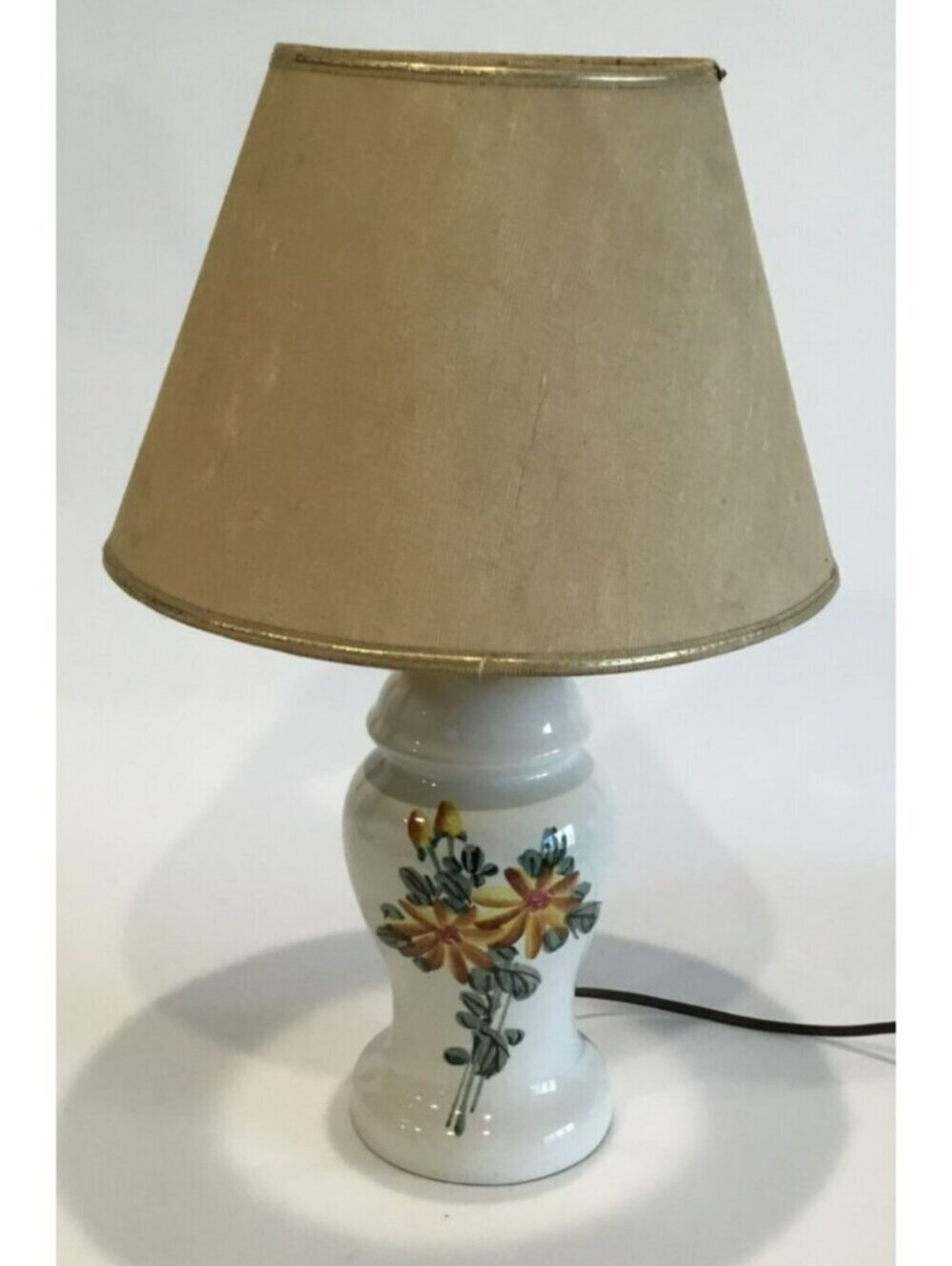 Vintage MCM Ginger Jar Lamp Hand Painted flowers Frederick Cooper Style